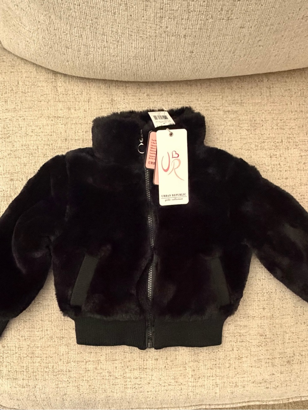 Urban Republic Kids' Black Faux Fur Bomber Jacket